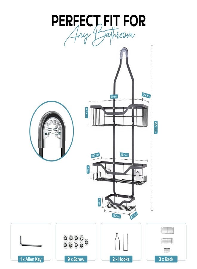 MIORAH Hanging Shower Caddy for Bathroom | Bathroom Organiser Without Drill | Bathroom Accessories Storage Organizer - Image 2
